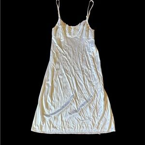 Vintage Vassarette White Nylon Lace Midi Slip Lingerie Dress 34